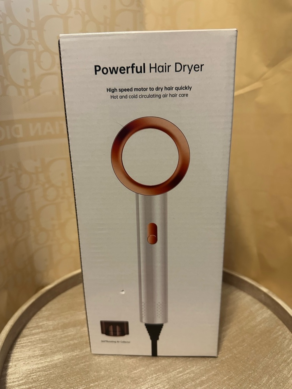 Powerful Hair Dryer – Metallic White with Gold Accents (NWT) ✨💨